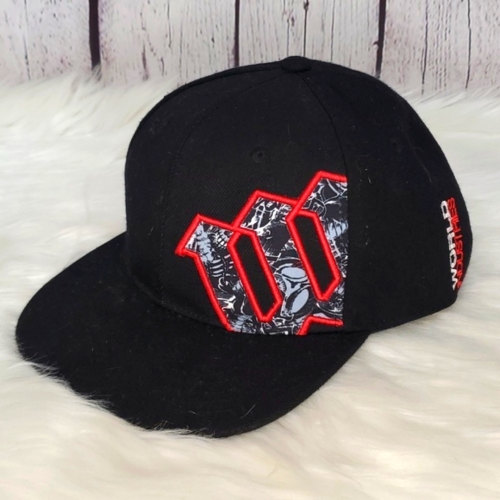 Y2K World Industries Skateboarding Pitchfork W Embroidered Flatbill Snapback Hat